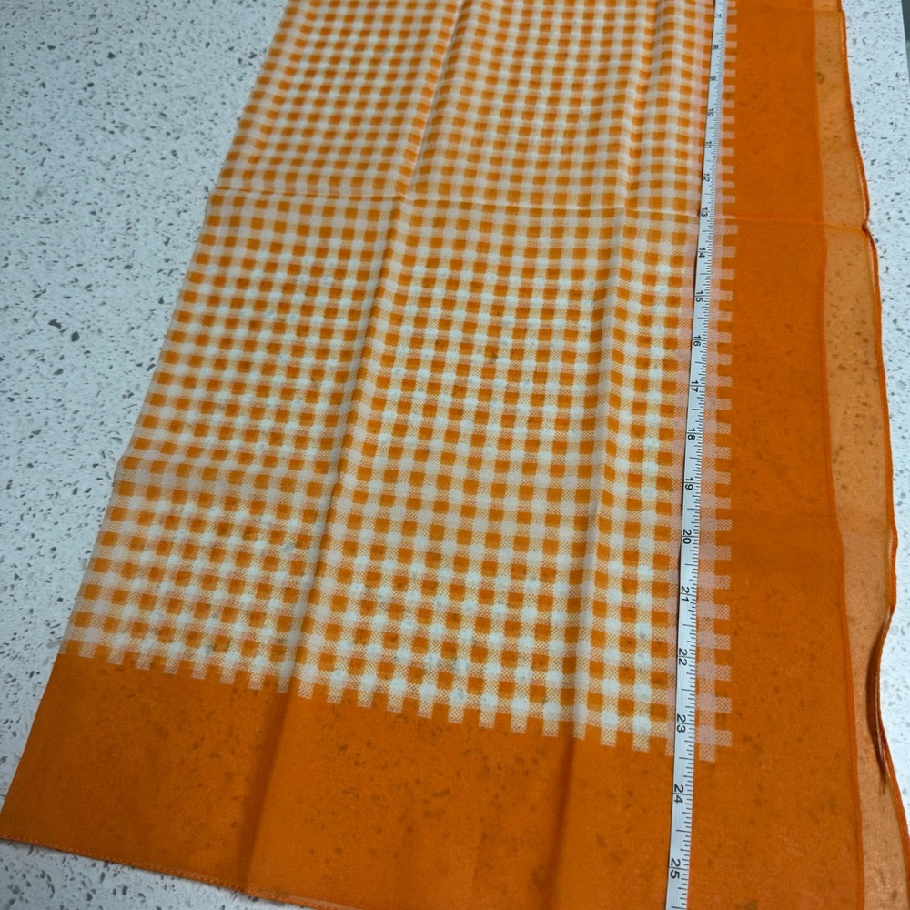 Orange Gingham Sheer square Italian Scarf- retro